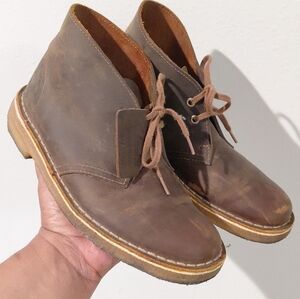 Clarks Women's Brown LEATHER Laceup Ankle Boots Size 6.5